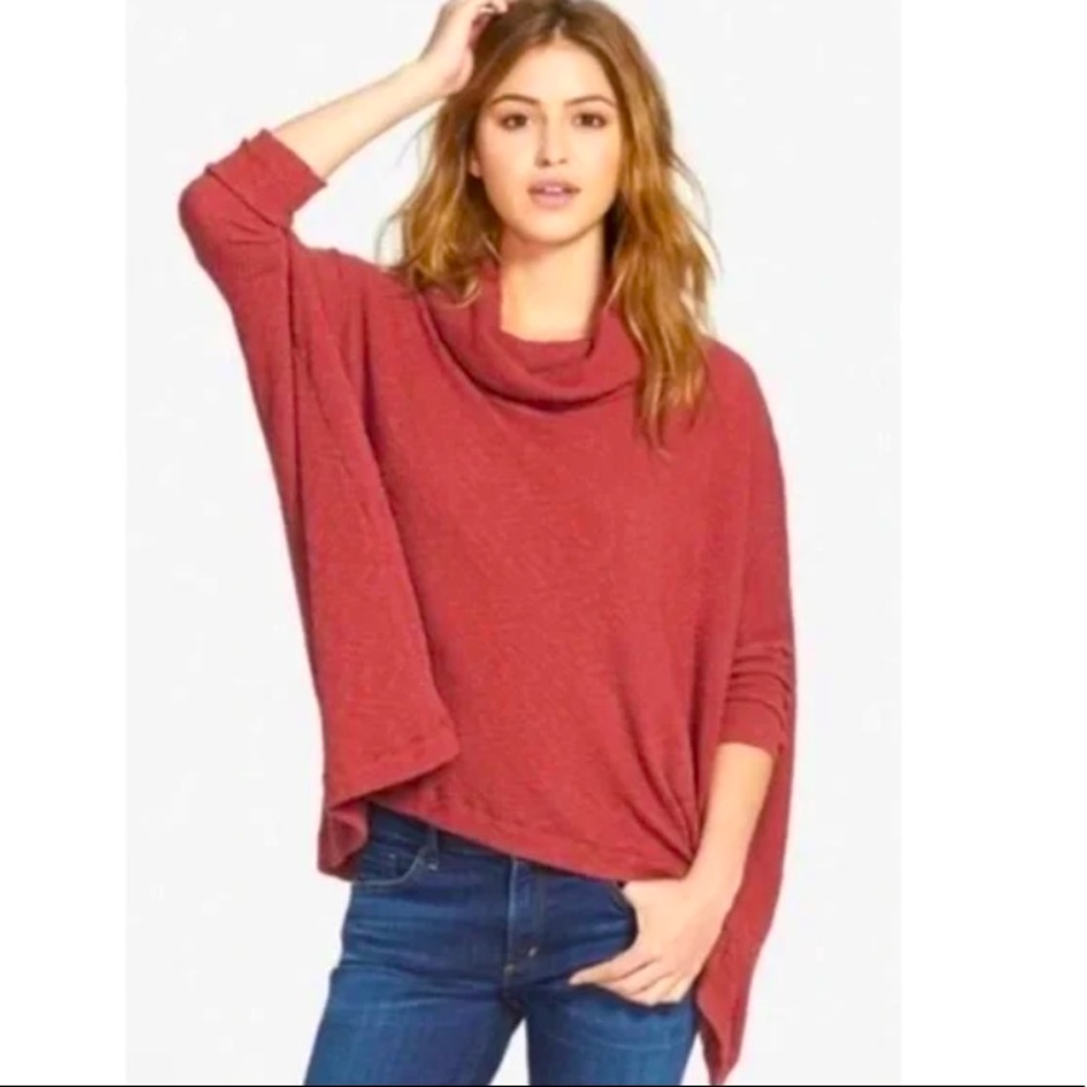 Free People Beach World Travelers Mock Neck Open Back Top